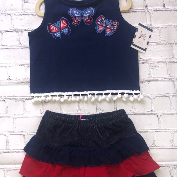 Girls size 4 patriotic top and skort custom - Picture 2 of 3